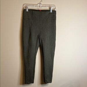 SPANK Olive Green Faux Suede Effect  Leggings Medium